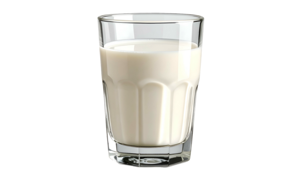 A clear glass filled with creamy, opaque liquid against a stark black background