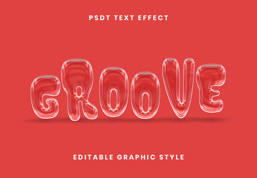 Transparent Glass Chrome Text Effect Groovy Bubble Font