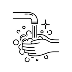 Cleanliness and hygiene icon of hands being washed under a faucet