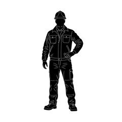 Fototapeta premium Construction worker silhouette in full body view An illustration of a professional individual