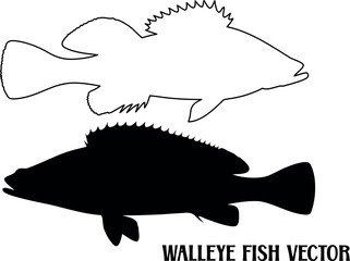 Obraz premium walleye fish silhouette vector, fish black symbol, fish icon