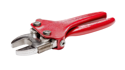 Adjustable Red Pipe Wrench Tool on white background