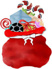 Decorative Lights Yellow Green Red and Gifts in Santa Claus' Christmas Bag Festive Home Decoration