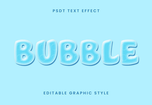 Blue Bubble Glossy Text Effect Inflated Rounded Font