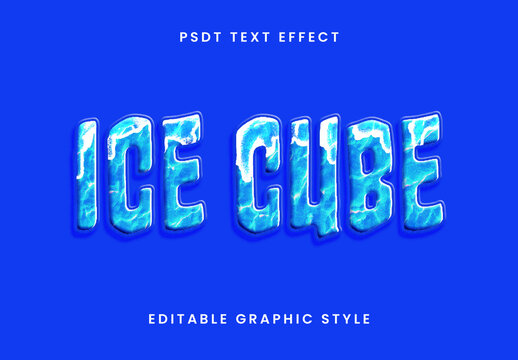 Blue And White Frozen Ice Text Effect Cube Winter Font
