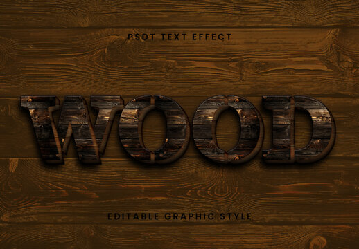 Brown And Black Carved Wood Text Effect Engraved Font