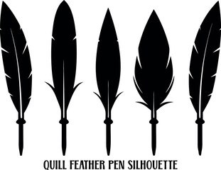 feather quill pen silhouette vector, feather quill pen black symbol, feather quill pen  icon