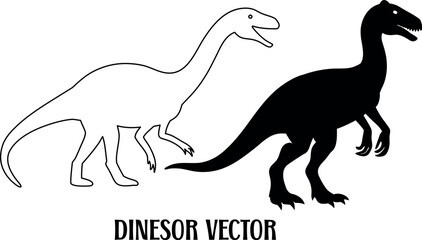 dinosaur black silhouette vector, dinosaur outline art, dinosaur line art