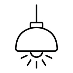 Hanging Lamp Icon Vector – Modern Ceiling Light Symbol