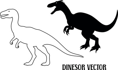 dinosaur black silhouette vector, dinosaur outline art, dinosaur line art