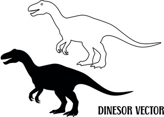 dinosaur black silhouette vector, dinosaur outline art, dinosaur line art