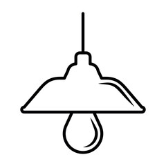 Hanging Lamp Icon Vector – Modern Ceiling Light Symbol