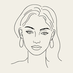 Minimalist woman face line art vector illustration