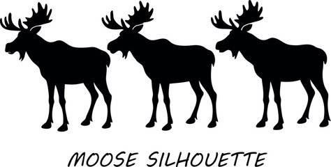 moose silhouette vector, moose line art, moose black symbol