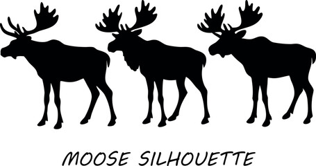 moose silhouette vector, moose line art, moose black symbol