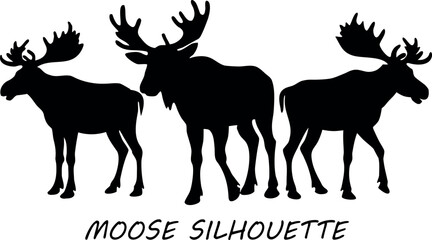 moose silhouette vector, moose line art, moose black symbol