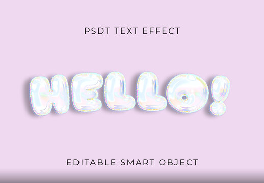 Multicolor Iridescent Holographic Foil Text Effect Prism Balloon Shiny Font