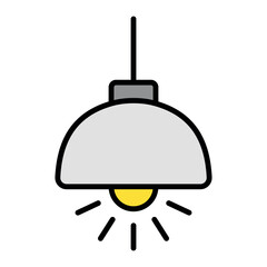 Hanging Lamp Icon Vector – Modern Ceiling Light Symbol