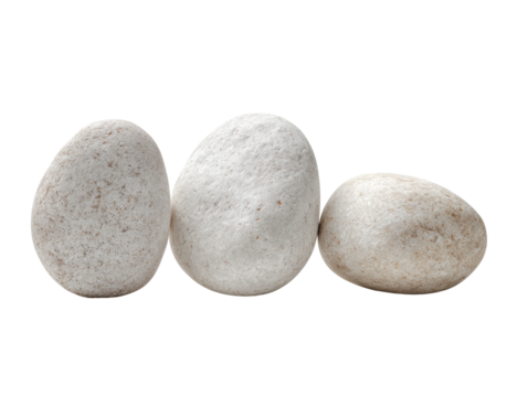 Three light-toned, smooth stones arranged horizontally against a plain black background - Powered by Adobe