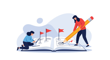 Fototapeta premium Planning your goals with a strategic roadmap.