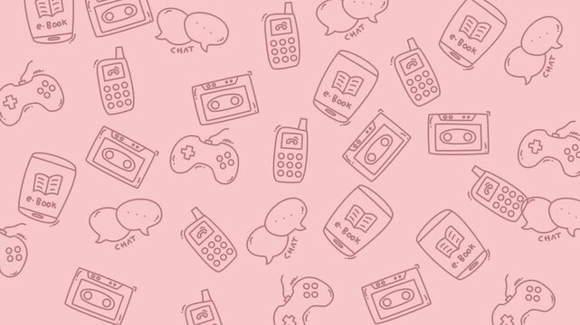 seamless pattern with tecnology doodle icons