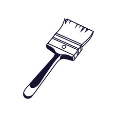 Simple black and white illustration of a paintbrush icon. Ideal for art, renovation, or  project designs. Clean vector style with minimal detail and bold outline.