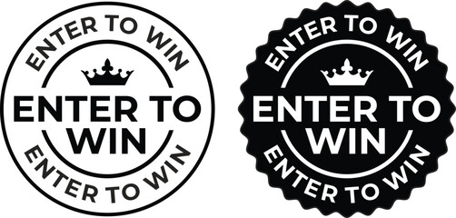 Fototapeta premium Enter to Win Badge with Crown | Promotional Contest Vector Graphics for Marketing Campaigns and Sweepstakes