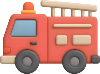 
귀여운 3D 만화 소방차 일러스트