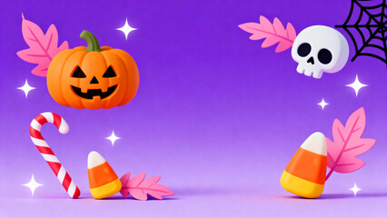 Naklejka premium Halloween pumpkin candy skull decoration