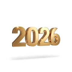 2026 Golden 3D Text on White Background
