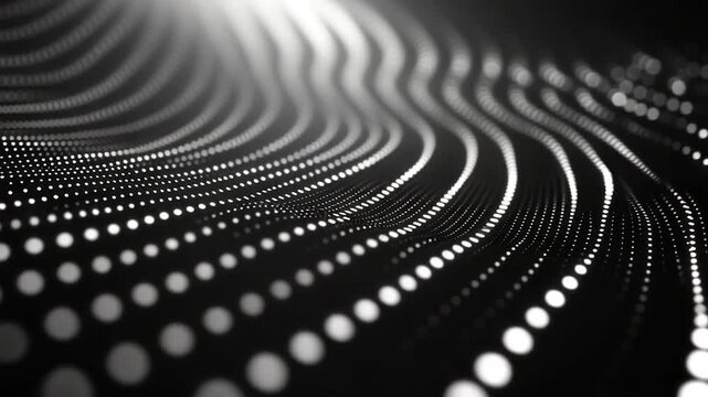 Geometric pattern featuring interconnected circles and dots in monochrome tones