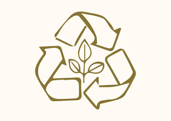 Recycling Symbol with Plant Nature Organic Waste