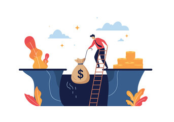 Illustrating the concept of overcoming financial challenges to achieve prosperity and success.