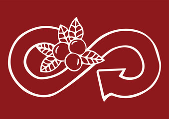Circular Economy Symbol with Fruit Berries Food Waste Zero Hungry with Red Background