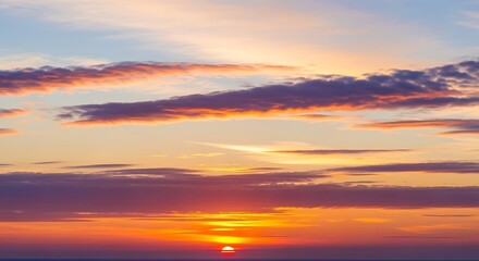 Vibrant Sunset Sky with Dramatic Clouds and Golden Light.