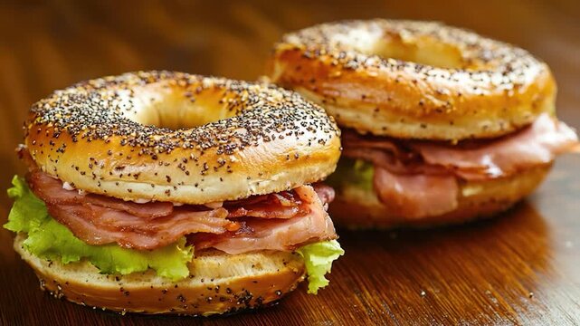 Fresh bagels on a table, perfect for breakfast or snack