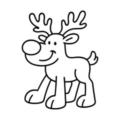 Fototapeta premium PNG Cute cartoon reindeer outline drawing.
