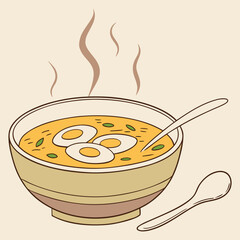  Steaming Egg Soup Bowl With Spoons Minimalist Kitchen Food Art​