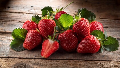 Fresh Strawberries On An Old Wooden Surface