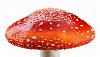 Close Up Of Red Fly Agaric Mushroom Isolated On Transparent Background