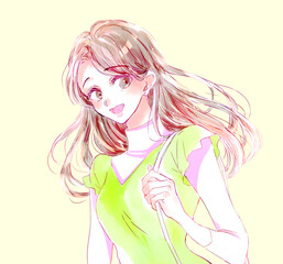 外出する女性　春イメージ