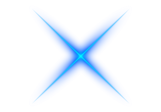 Radiant abstract bright star light burst with blue glow and starburst flare creating futuristic neon glowing illumination and vibrant energy overlay effect on transparent background