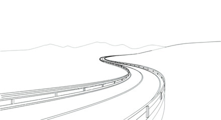 A Black And White Highway: An Ascending Curve Against A Dark Night Sky Illustration