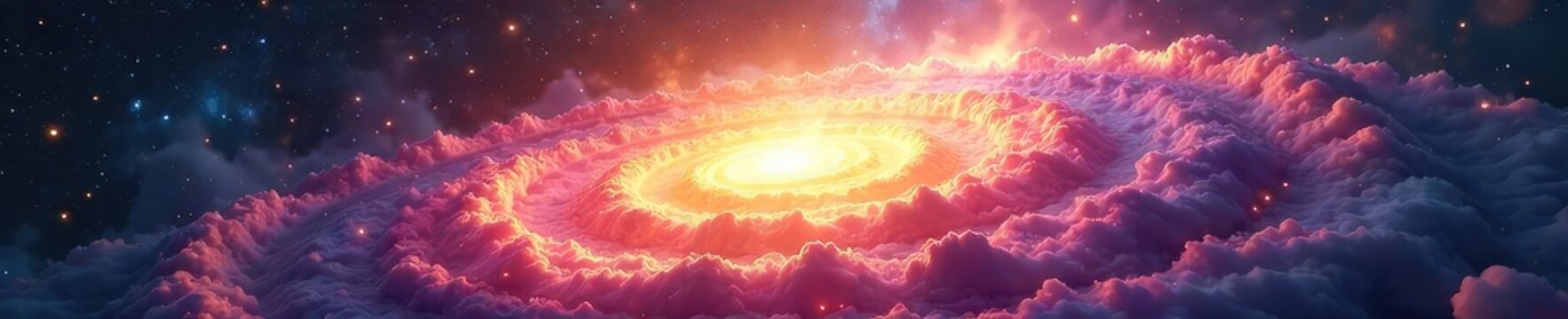 A swirling vortex of celestial energy, radiating ethereal light and power; a divine being's unseen presence is felt in the cosmic spectacle , infinity, mystery, mythology