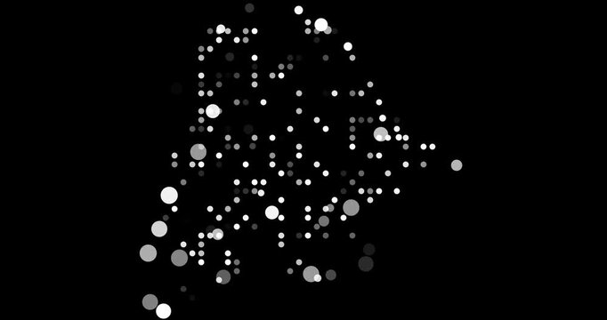 Network of Moving Dots Forming Botswana Country Map
