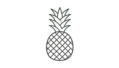 Simple Line Art Pineapple Icon Minimalist Tropical Fruit.