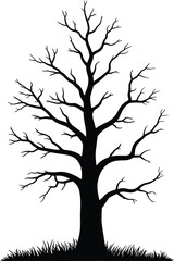 Obraz premium Black silhouette of a charred tree with transparent background, ideal for photo manipulations or graphic design projects requiring a stark and dramatic element 