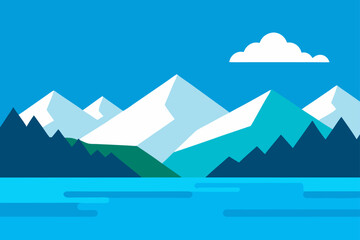 winter landscape with mountains