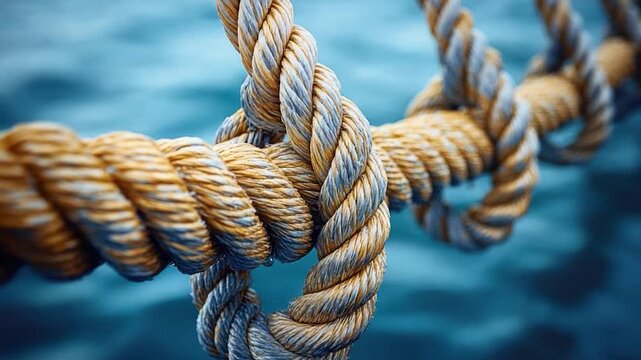 A close-up shot of a rope with water in the background, great for use in illustrations or as a design element