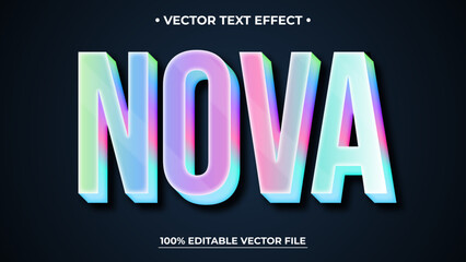 Holographic Nova Text Effect with Editable Vector File on Dark Background
